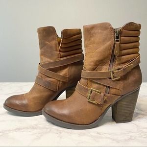 Steve Madden RALEIGH Brown Leather Biker Boot Women’s Size 8.5 EUC